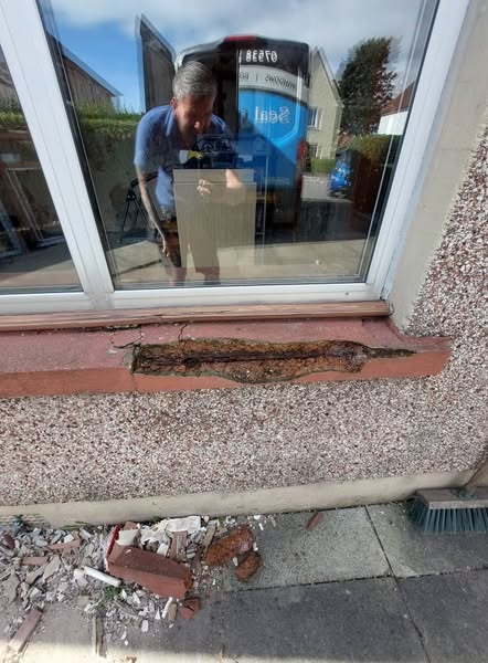 Aluminium to Oak corroded concrete sills repaired