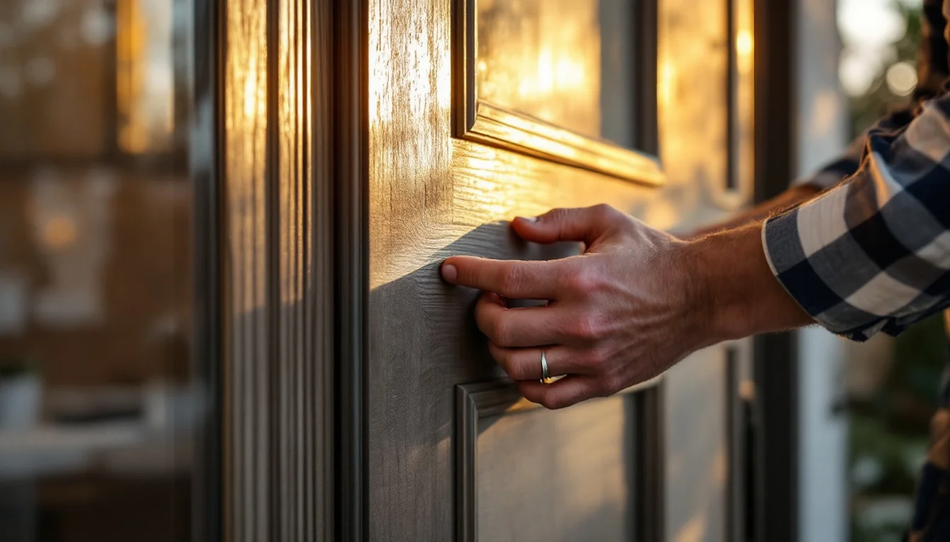 Best External Doors For Homes — Expert installer fitting a modern external door to a Glenrothes home, demonstrat