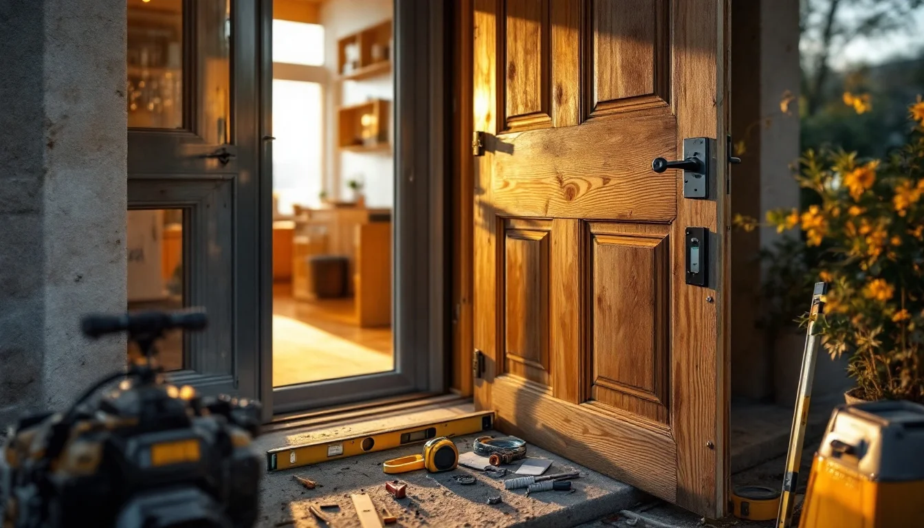How To Measure For External Doors â€” A Glenrothes residential entrance showing a partially installed new external doo